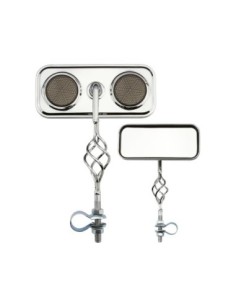 Rectangle Cage Mirror Chrome Black Reflectors.
